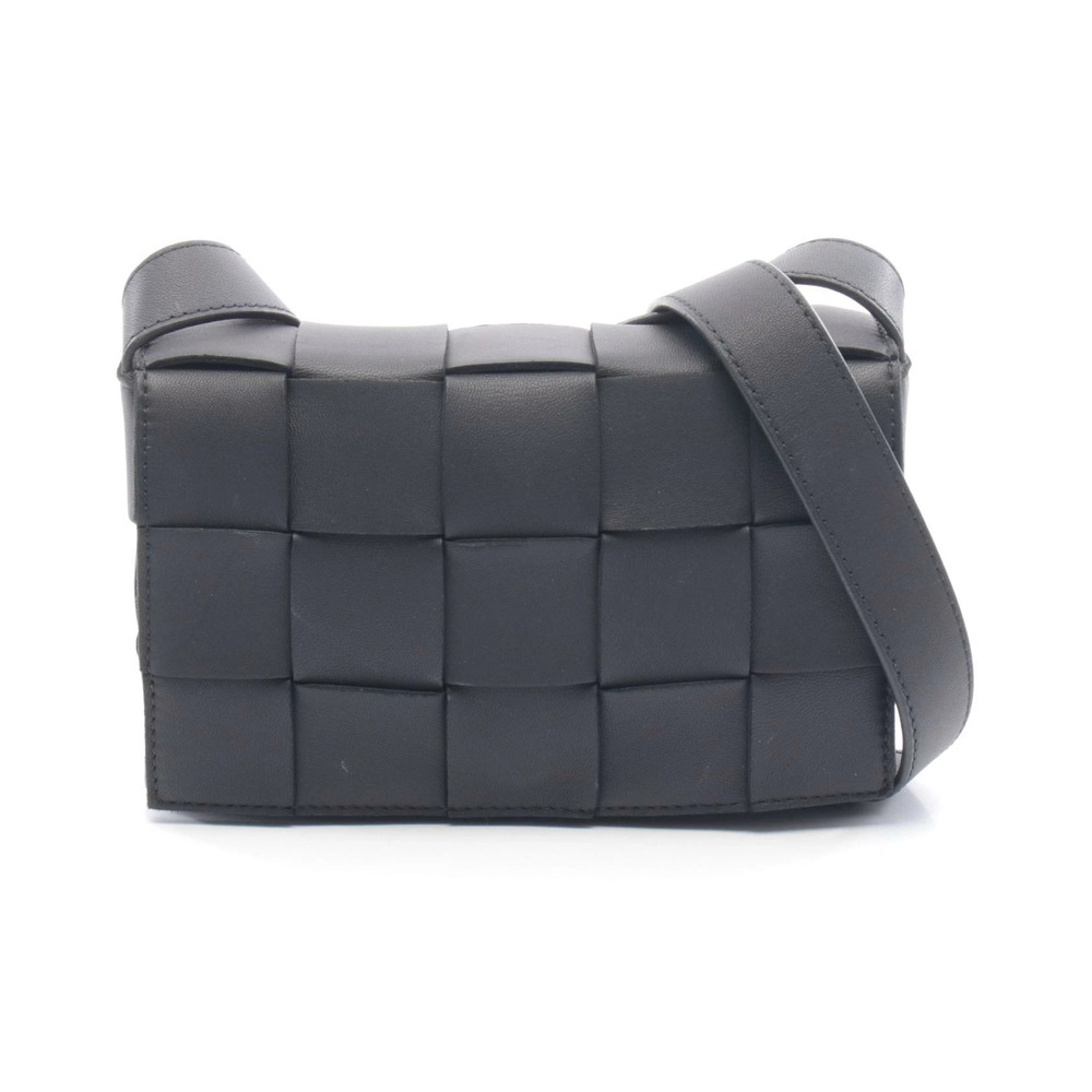 Bottega Veneta Cassette Crossbody Intrecciato Shoulder Bag Leather Black